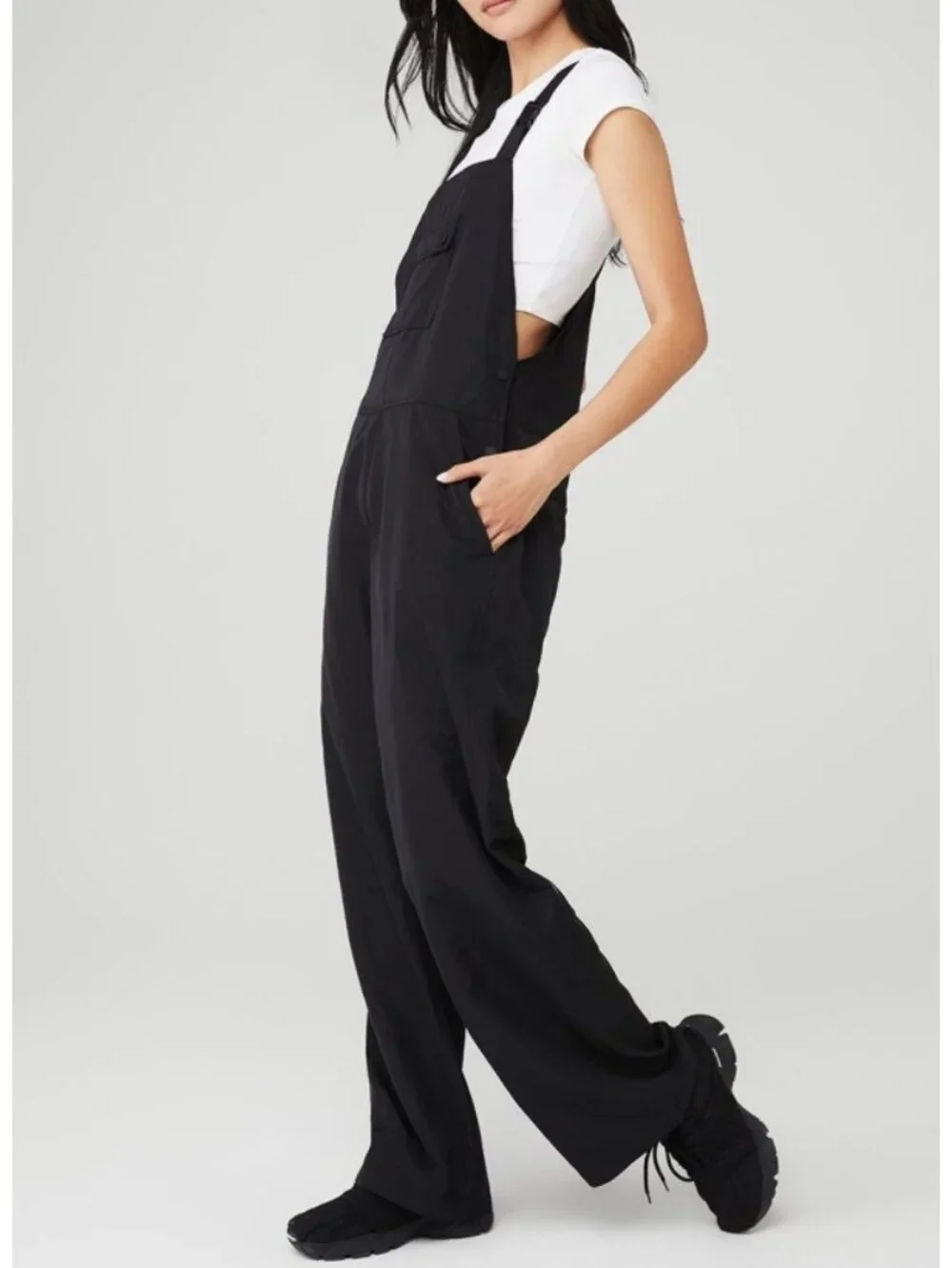 Alo Monterey Overalls Black Traveling Hiking Outdoor One-Piece Romper Jumpsuit S